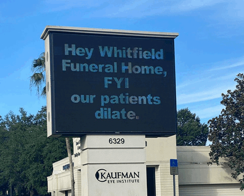 Zephyrhills Sign War Kaufman Eye Institute vs Whitfield Funeral Home