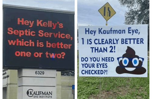 Sign War Zephyrhills Kaufman Eye Institute versus Kelly Septic